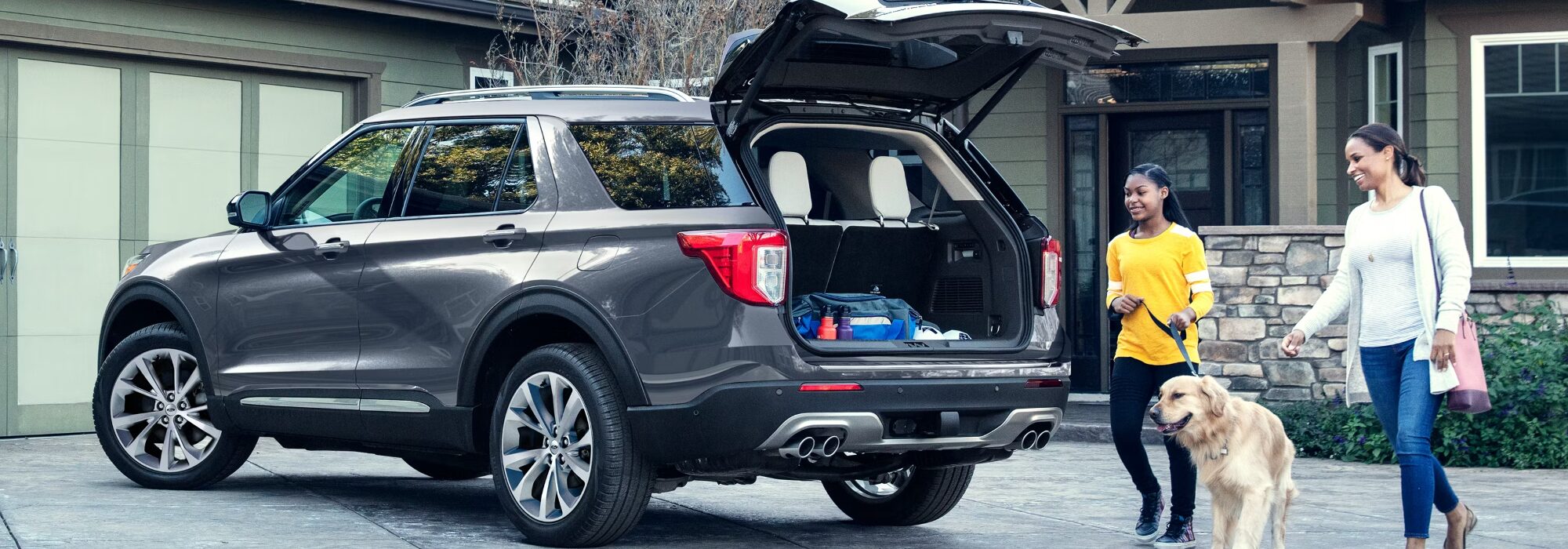 SUV with open trunk at Eastgate Ford dealership.